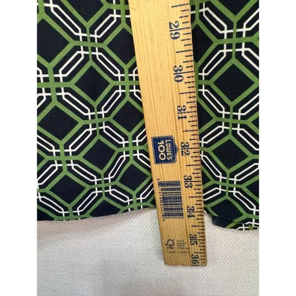 Banana Republic Womens Geometric Pattern Coat Small Green Black - Picture 8 of 13